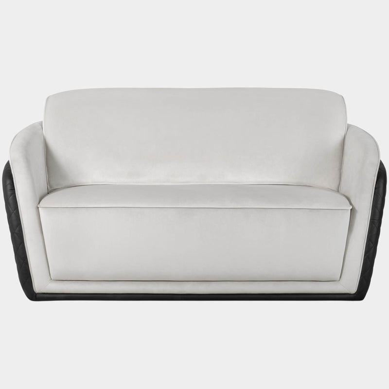 Roxboro Stitched Leather & Plush Velvet Two Seat Sofa