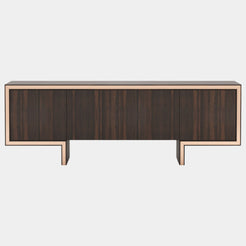 Russo Walnut Sideboard with Glossy Copper Detailing