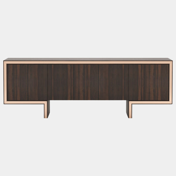 Russo Walnut Sideboard with Glossy Copper Detailing