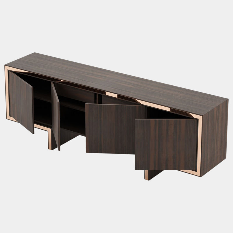 Russo Walnut Sideboard with Glossy Copper Detailing