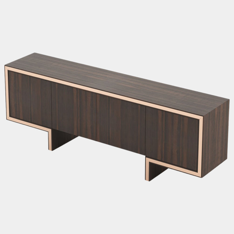 Russo Walnut Sideboard with Glossy Copper Detailing