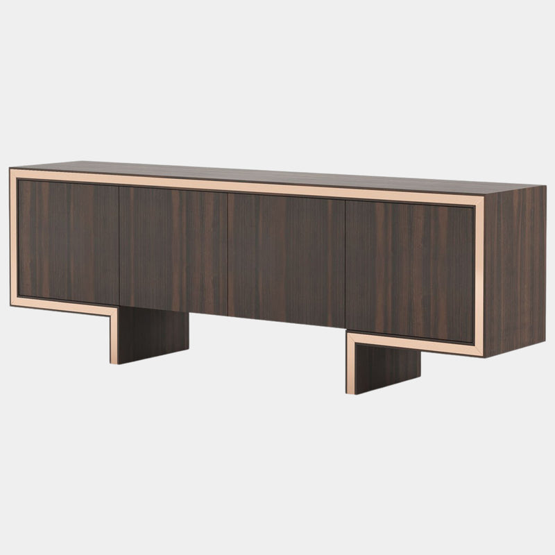 Russo Walnut Sideboard with Glossy Copper Detailing