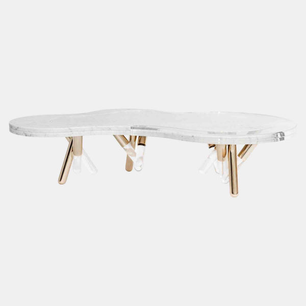 Shaped Carrara Marble Outdoor Coffee Table