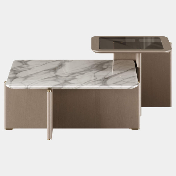The Private Label Getty Centre Table with Smoked Glass & Carrara Marble