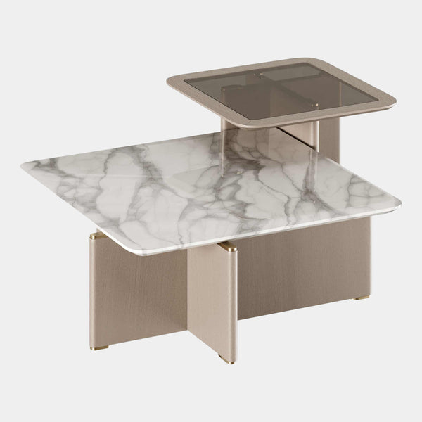 Shaw Smoked Glass & Carrara Marble Centre Table