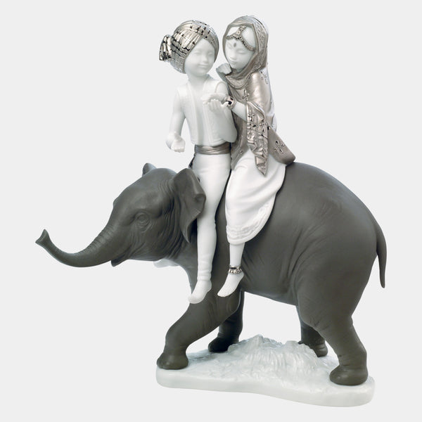 Silver Lustre Hindu Children Figurine