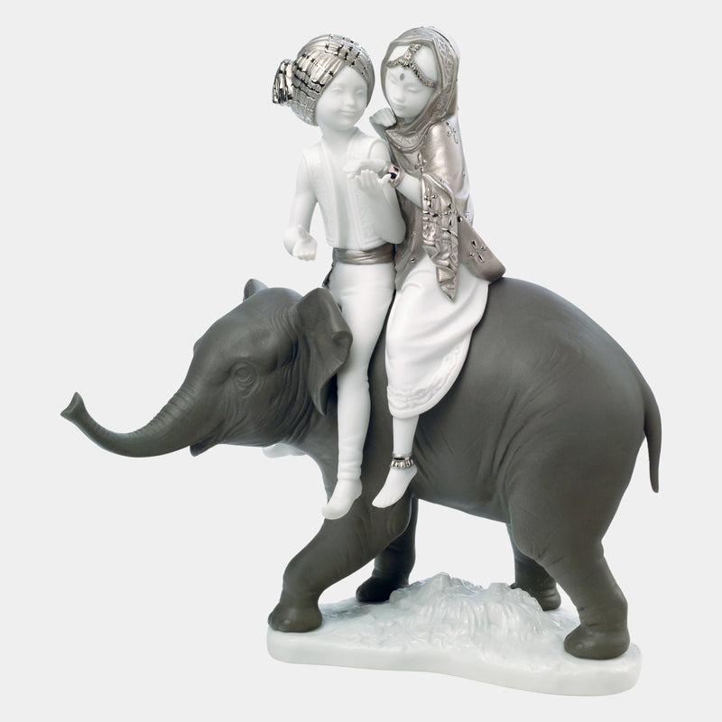Silver Lustre Hindu Children Figurine