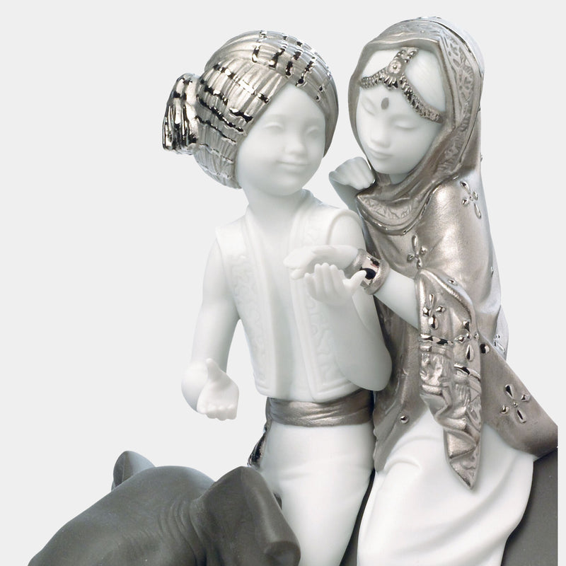 Silver Lustre Hindu Children Figurine