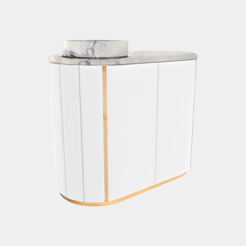 Stitched Leather & Golden Brass Luxury Washbasin