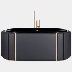 Stitched Leather & Golden Brass Luxury Bathtub