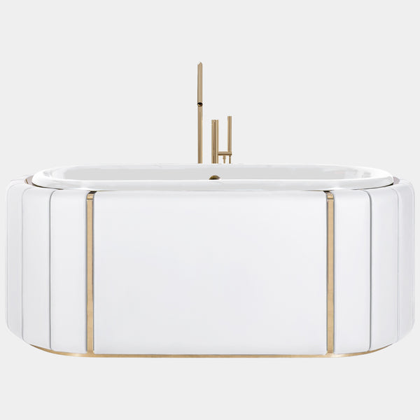 Stitched Leather & Golden Brass Luxury Bathtub