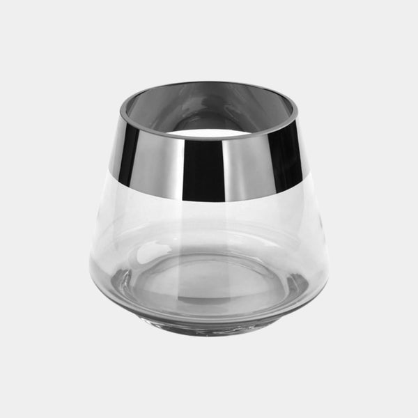Suave Antoinette Silver Rimmed Glass Tea Light Holder Set