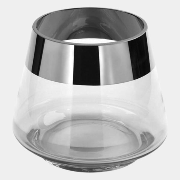 Suave Antoinette Silver Rimmed Glass Tea Light Holder Set