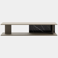 Superiore Nero Marquina Luxury Media Unit with Smoked Oak Wood