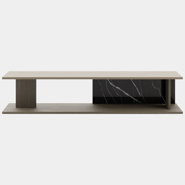 Superiore Nero Marquina Luxury Media Unit with Smoked Oak Wood