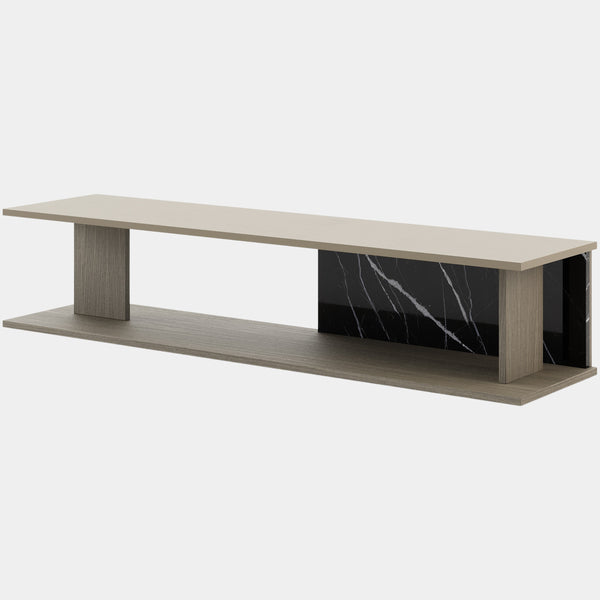 Superiore Nero Marquina Luxury Media Unit with Smoked Oak Wood