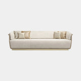 Synergy Split Layer Sofa: ivory velvet inner and outer layer (Cat A), polished brass plinth