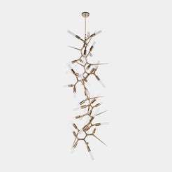 Apex Chandelier: Modern Multi-Faceted Gold Chandelier with Cascading Crystals