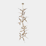 Apex Chandelier: Modern Multi-Faceted Gold Chandelier with Cascading Crystals
