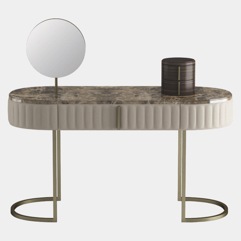 Touched D Amphora Leather, Brass & Marble Dressing Table