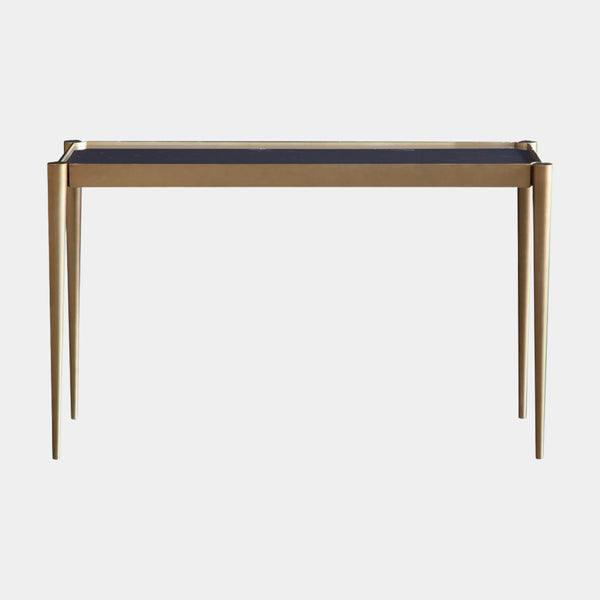 Touched D Brass & Gold Marble Top Console Table