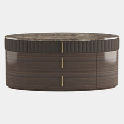 Touched D Curved Gloss Canaletto, Marble, Brass & Leather Dresser