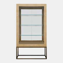 Touched D Gloss Myrtle Burl & Mirrored Showcase Cabinet