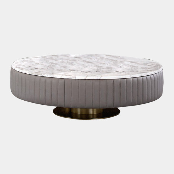 Round leather top top coffee table