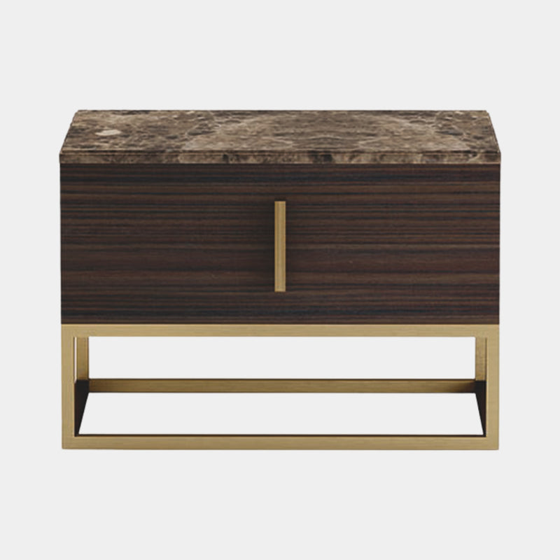 Touched D Infinity Gloss Canaletto, Marble & Brass Nightstand