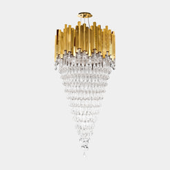 Opulent gold crystal Versailles chandelier, luxury home decor, grand lighting fixture.