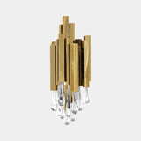 Tower Gold Plated Brass & Crystal Glass Wall Light Sconce