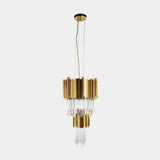 Zenith Pendant Light - Crystal Glass Cascading from Gold Frame (Luxury Design)