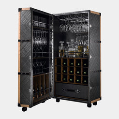 Traveller Special Edition Leather & Walnut Cocktail Bar Cabinet