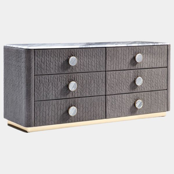 Upholstered Ludovica Dresser With Bevelled Marble