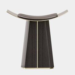 The Private Label Siza Stool in Walnut Leather & Polished Brass