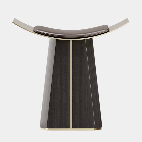 The Private Label Siza Stool in Walnut Leather & Polished Brass