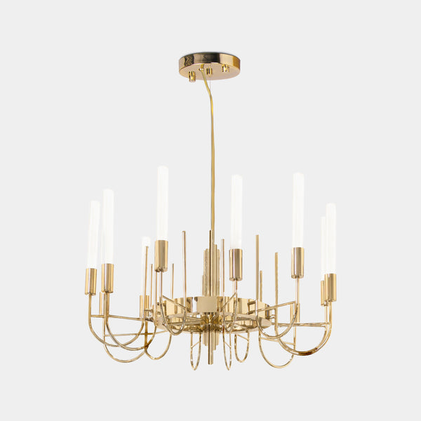 Viterbo Brass & Crystal Glass Suspension Light