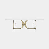 Vivienne Luxury Marble Dining Table: calacatta Classico marble top with polished brass base