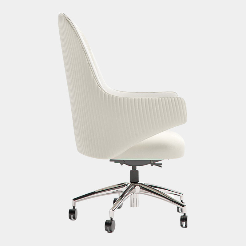 White Leather Quilted Lima Office Armchair