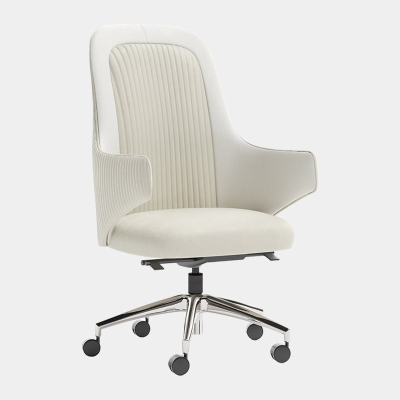 White Leather Quilted Lima Office Armchair